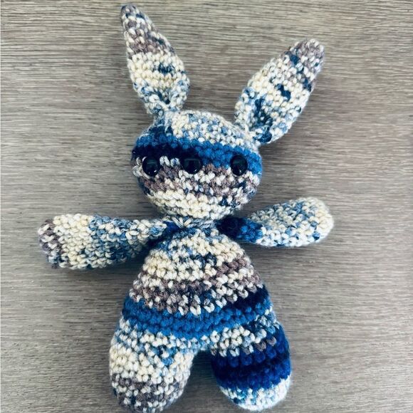 Crochet Plush Easter Bunny Rabbit Baby Boy Stuffed Animal Toy - Picture 1 of 3